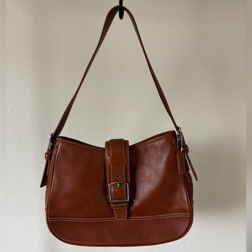 Coach saddle brown leather hobo shoulder bag